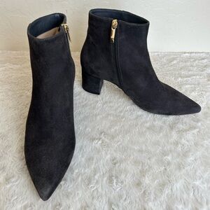 L'Agence Jeanne Block Heel Brown Suede Bootie Sz 40 (9-9.5) Point Toe New Spain